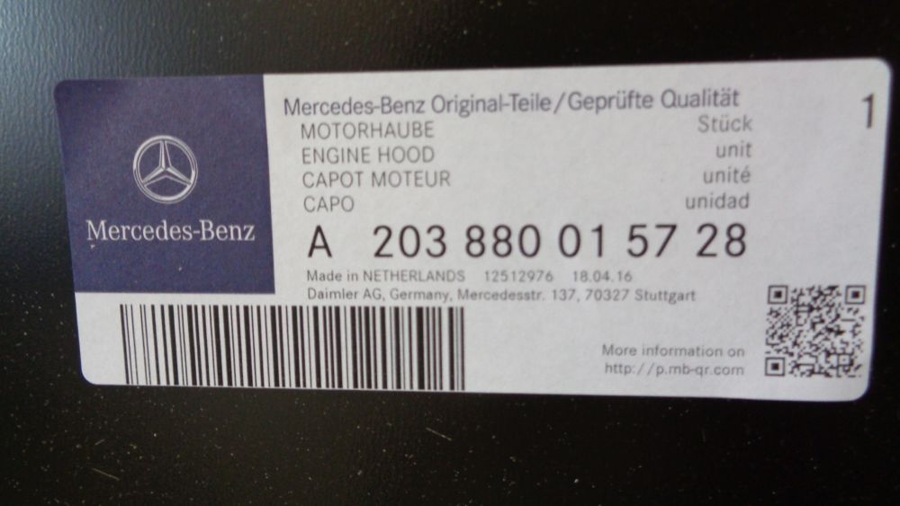 Mercedes Benz C-Class Genuine Front Bonnet New Part