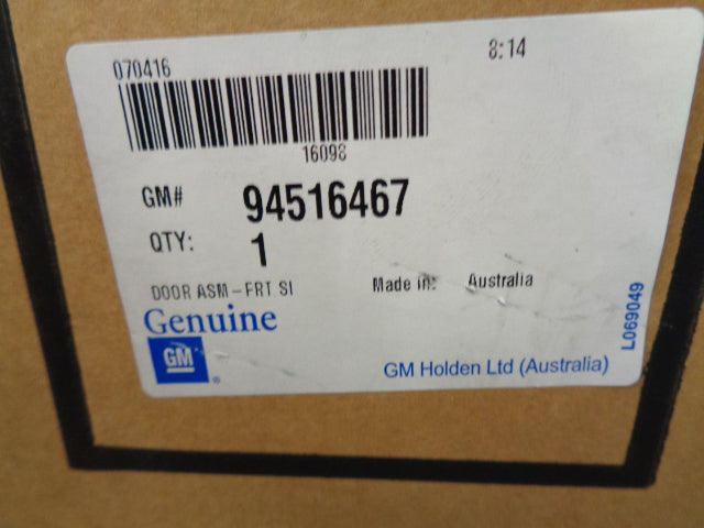 Holden JH Cruze Genuine Left Hand Front Door Shell Assy New Part