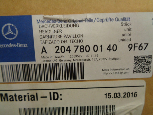 Mercedes Benz C 250-350 Genuine Sun Roof Roller Blind New Part