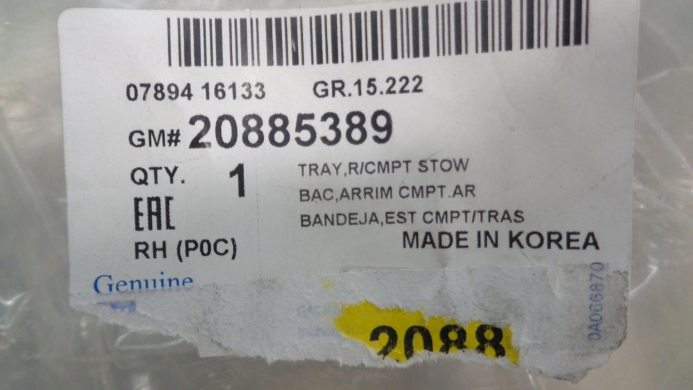 Holden Captiva 5 CG Genuine Right Hand Rear Compartment Tray New Part