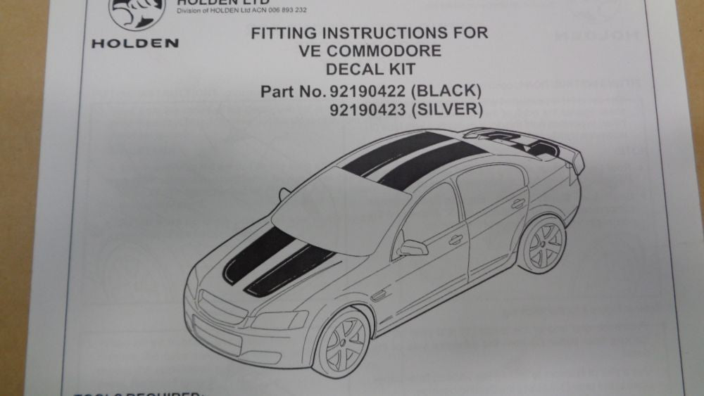Holden VE Commodore Genuine Body Stripe Decal Silver Full Kit New Part
