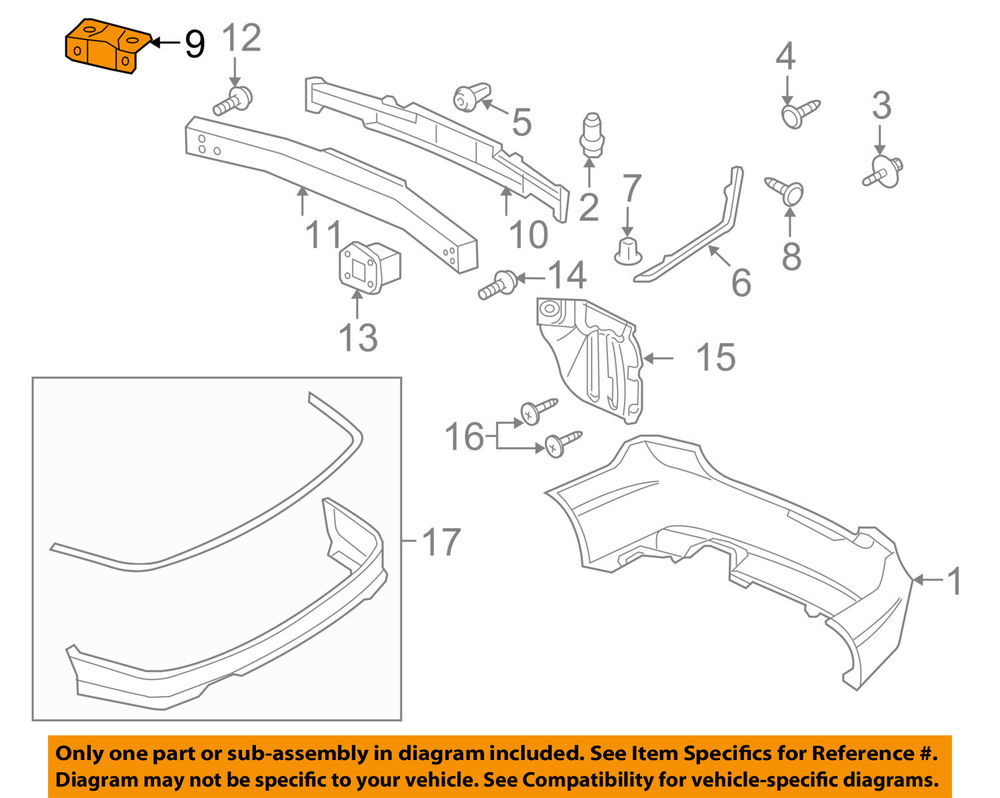 Honda Civic Genuine Rear Bumper Bar Reinforcement Bracket New Part