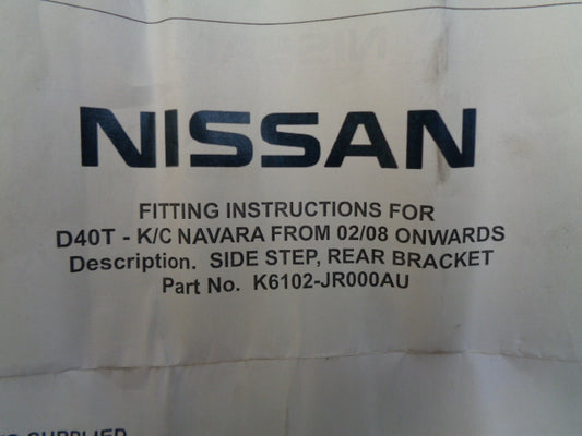 Nissan Navara D40T K/C Genuine Side Step Rear Bracket Set New Part