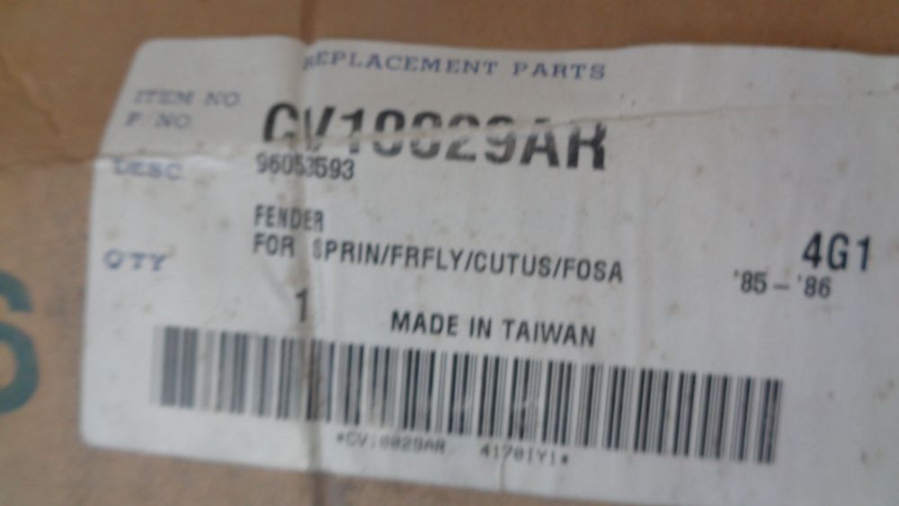Tong Yang Right Hand Guard Suits Toyota Corolla AE86 Sprinter New Part