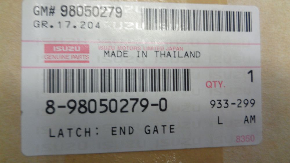 Isuzu D-Max Genuine Left Hand Rear Tail Gate Latch New Part
