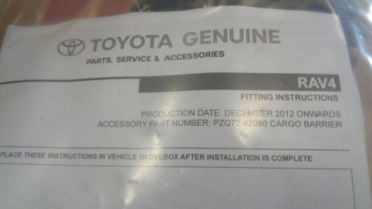 Toyota RAV4 Genuine Cargo Barrier Low Deck New Part