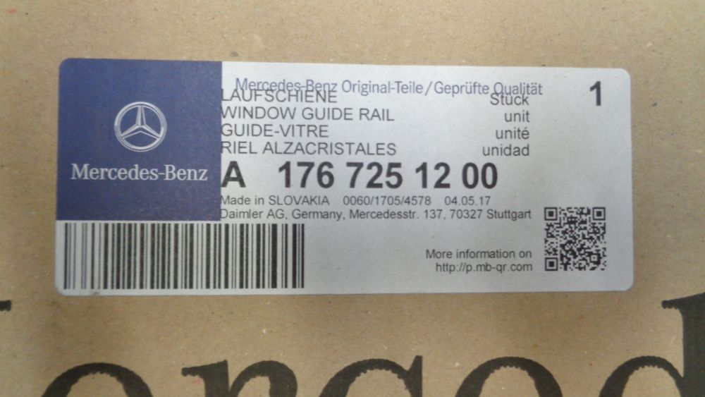 Mercedes Benz A-Class W176 Genuine Right Hand Front Window Guide Rail New Part
