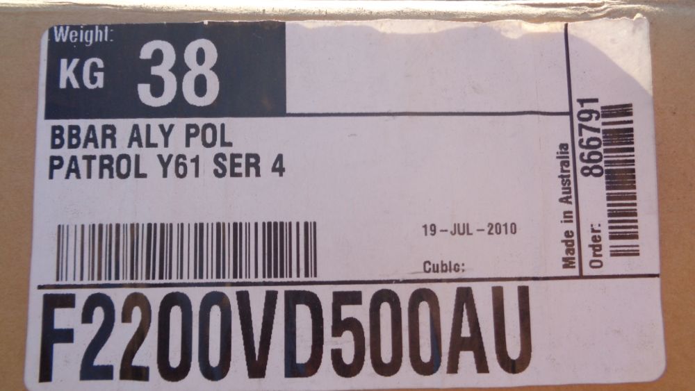 Nissan Patrol Ute Y61 Genuine Alloy Bull Bar Complete With Fitting Kit New Part