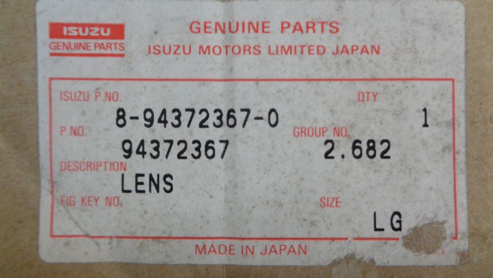 Holden Rodeo Genuine Left Hand Rear Stop Light Lens New Part