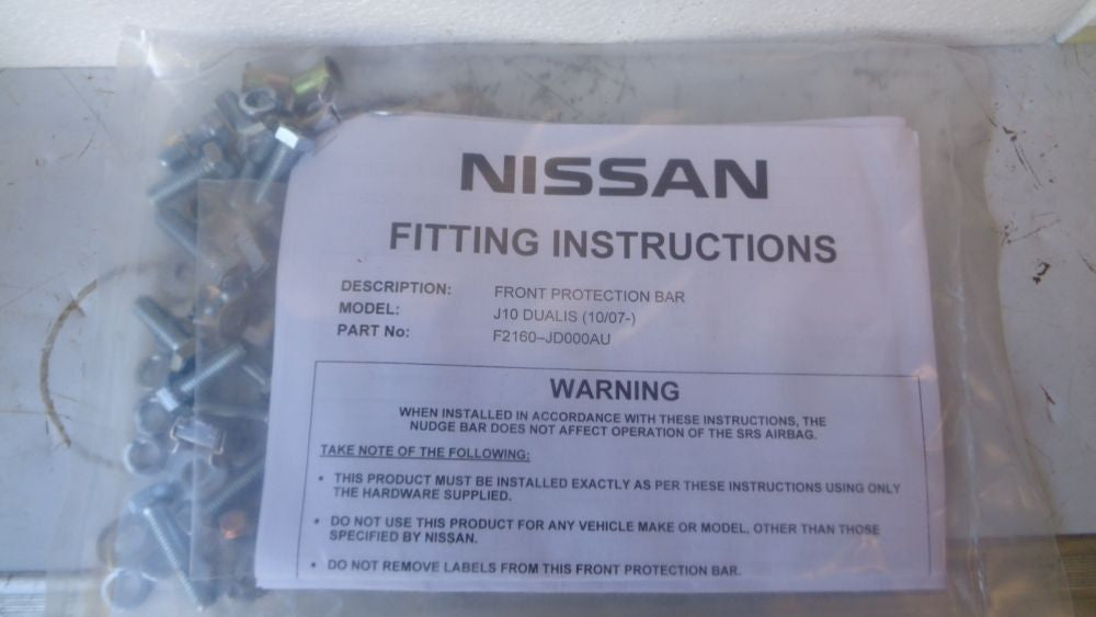Nissan Dualis J10E Genuine Nudge Bar With Fitting Kit New Part