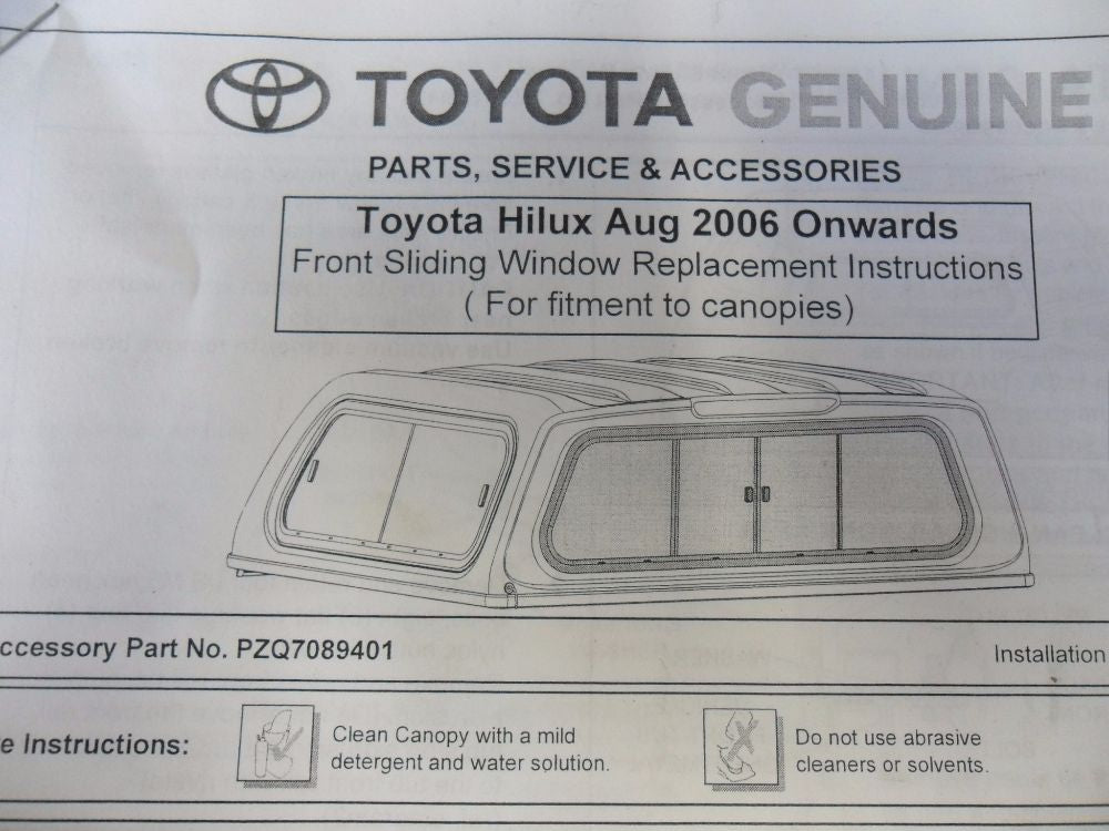 Toyota Hilux Genuine Front Sliding Canopy Glass New Part