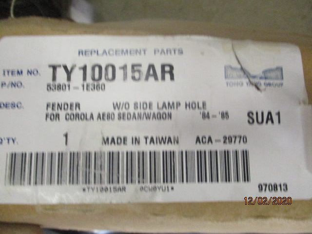 Tong Yang Right Hand Front Guard Suits Toyota AE80 Corolla New Part