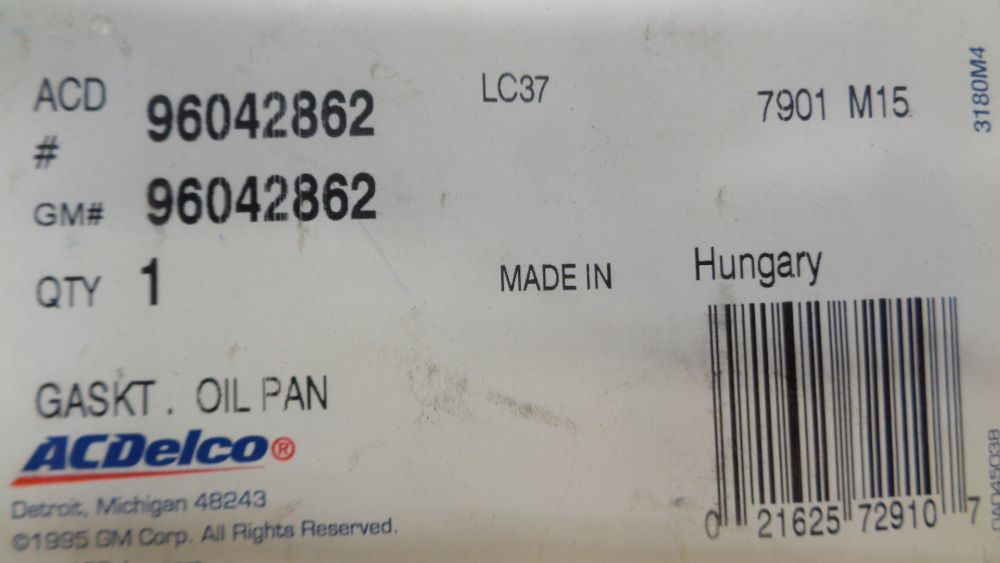 ACDelco Trans Oil Pan Gasket Suits Commodore VE/WM Statesman V6-V8 New Part