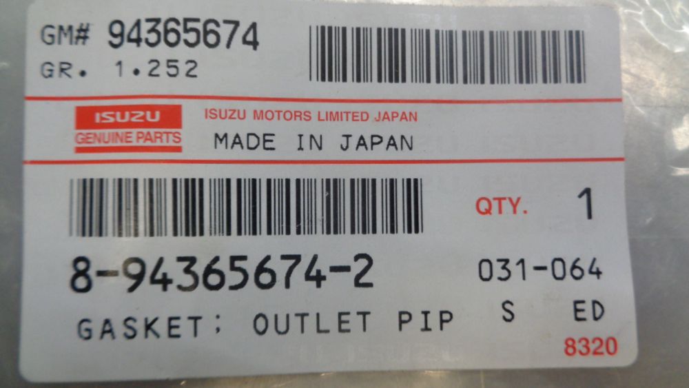 Isuzu D-Max Genuine Outlet Pipe Gasket New Part