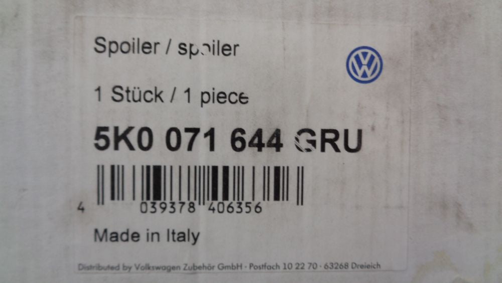 VW Golf MK6 Genuine Rear Tailgate Roof Spoiler Gold (H5) New Part
