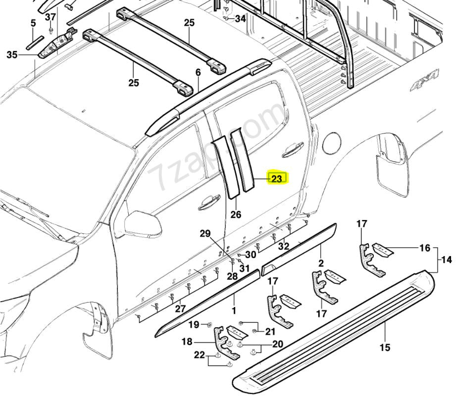 Holden RG Colorado Genuine Left Hand Rear Door Frame Black Tape - New Part