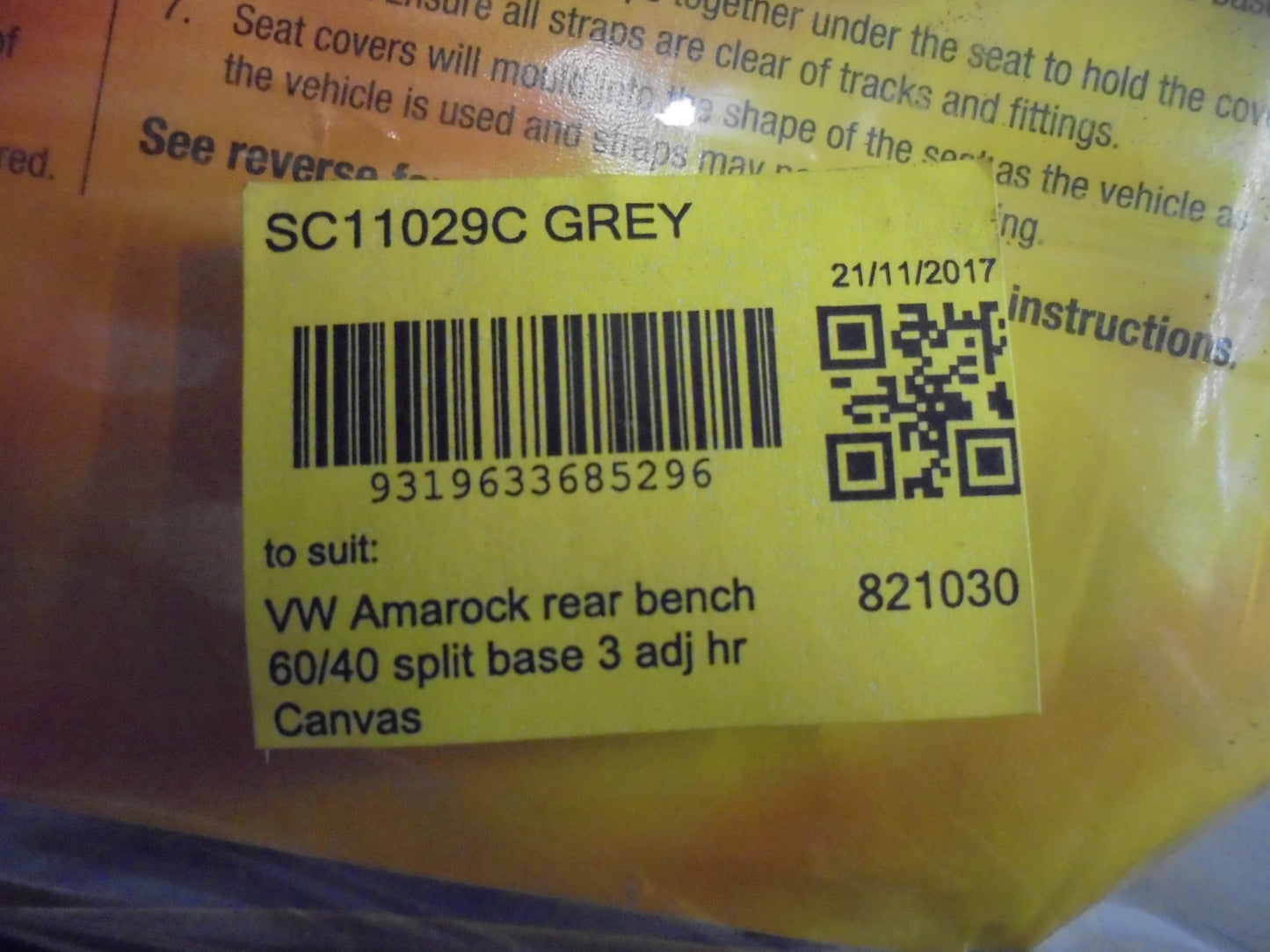 Shevron Rear 60/40 Canvas Seat Covers Suits Volkswagen Amarok New Part