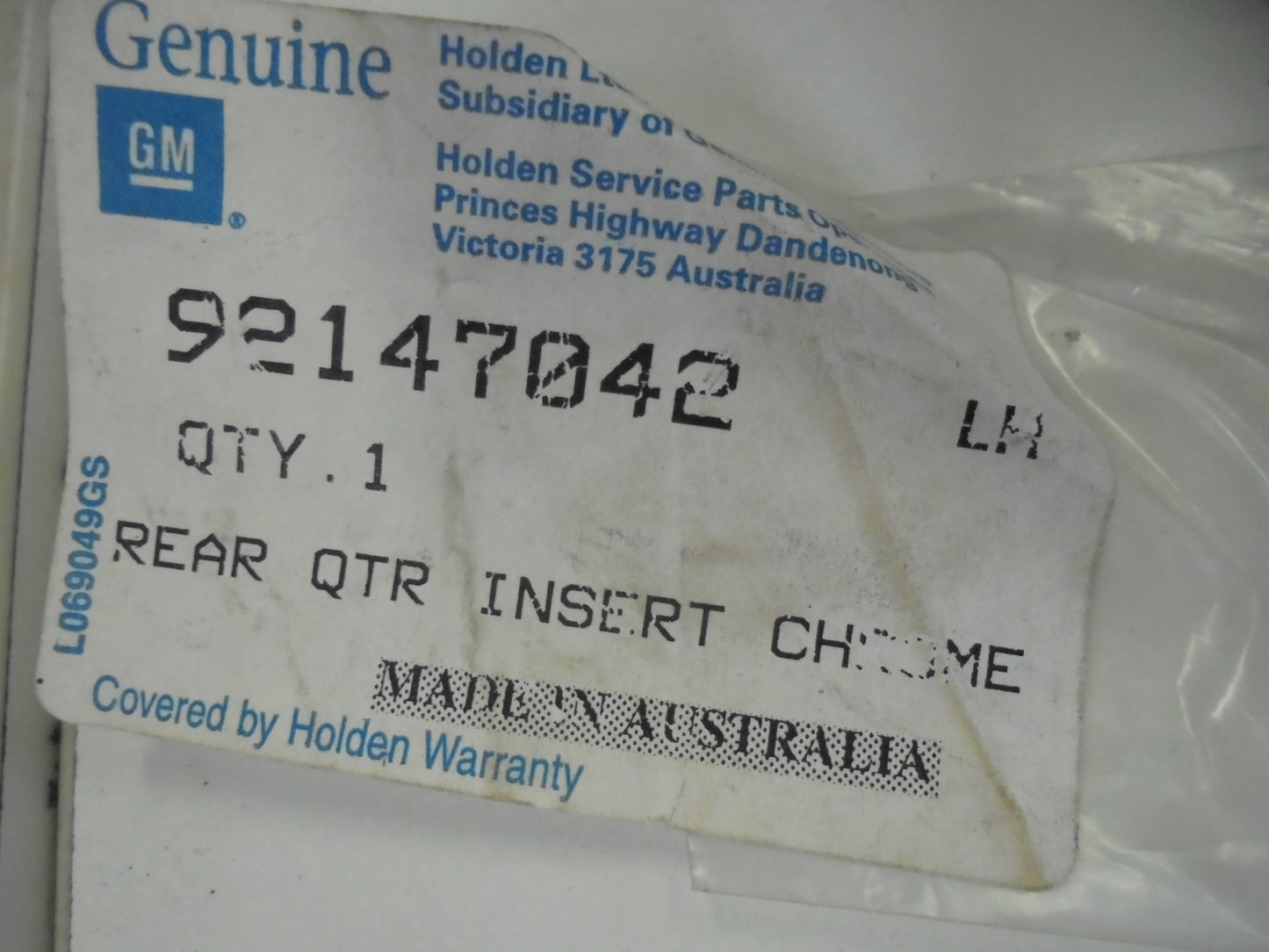 Holden WK-WL Statesman-Caprice Genuine Chrome Left Rear Dogleg Molding New Part