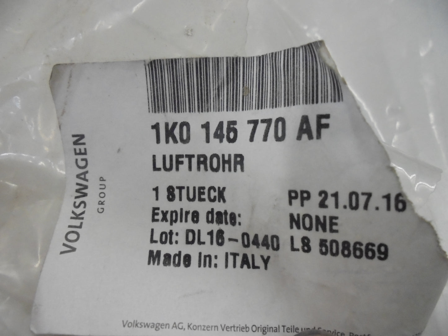Audi A3-VW Genuine Charge Air Cooler Air Pipe New Part