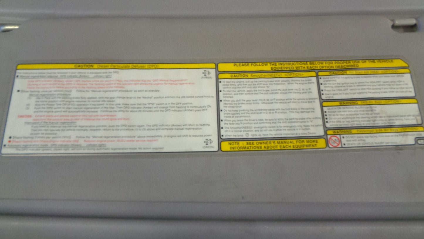 Isuzu NPR Genuine Sun Visor ASM Set VGC Used Part