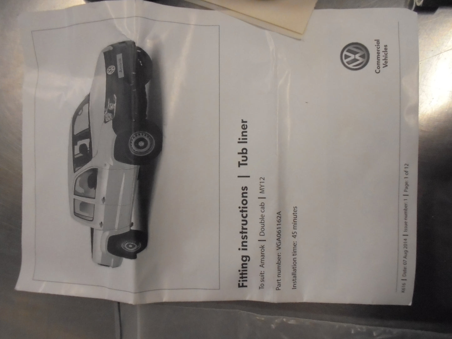 VW Amarok Genuine Tub Liner Dual Cab Fitting Kit New Part