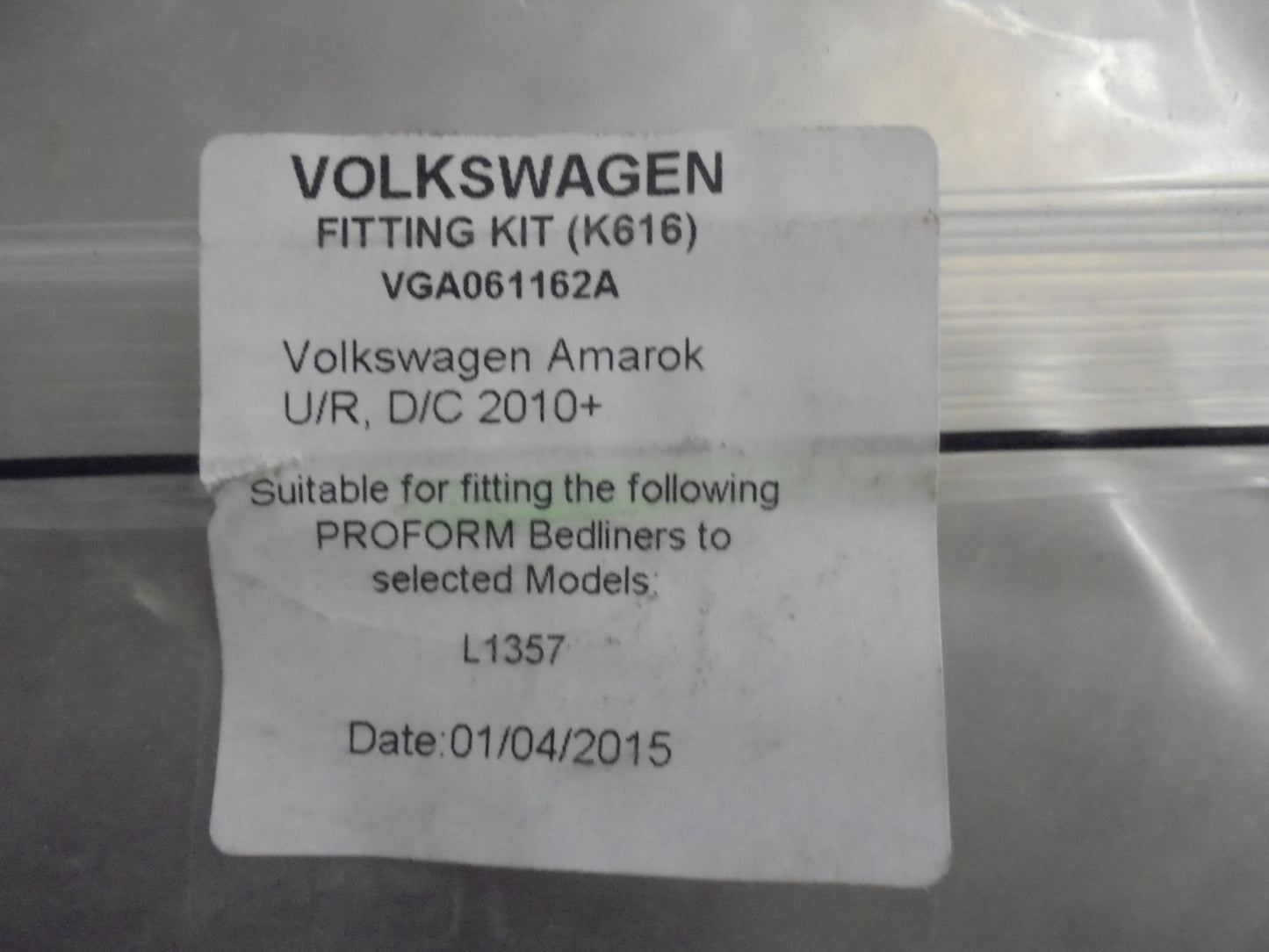VW Amarok Genuine Tub Liner Dual Cab Fitting Kit New Part