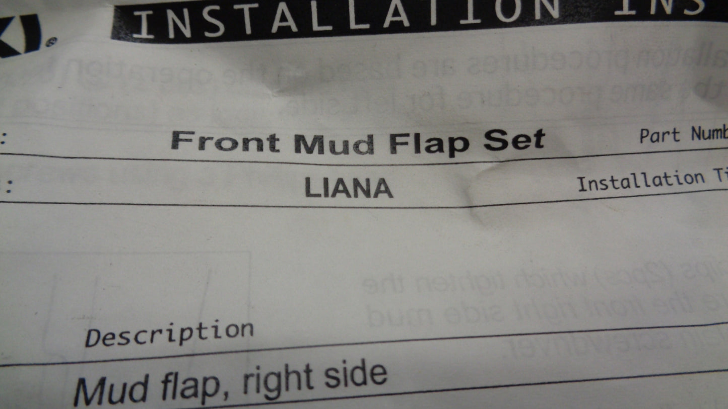 Suzuki Liana Genuine Front Mud Flap Set New Part