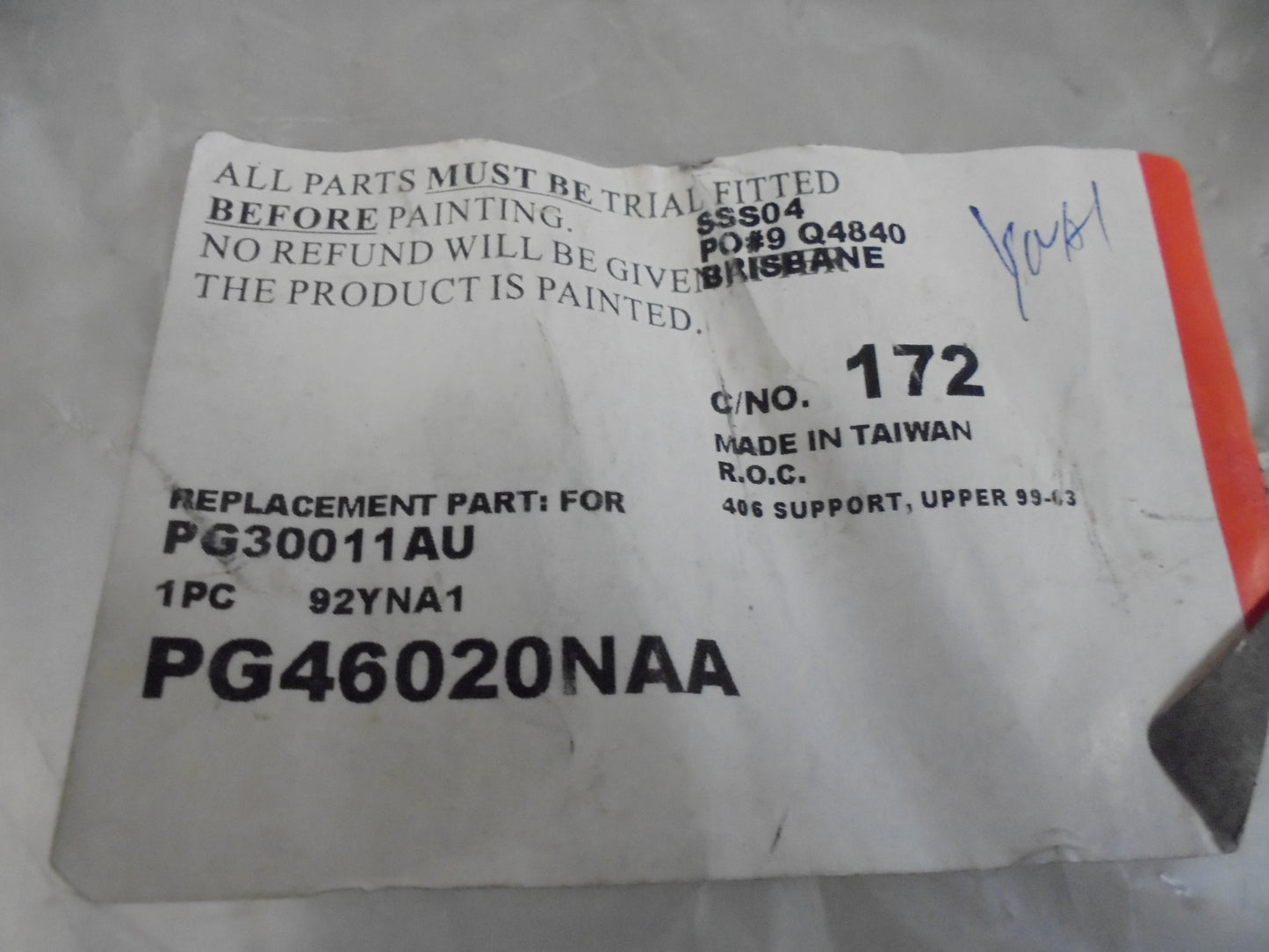 Peugeot 406 Sedan -Wagon Radiator Support Panel New Part