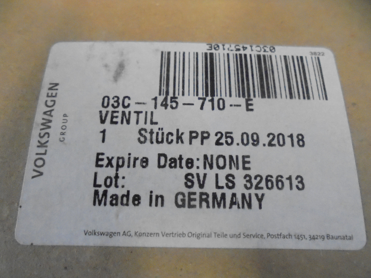 VW-Audi-Skoda-Seat Genuine Black Turbo Diverter Valve New Part