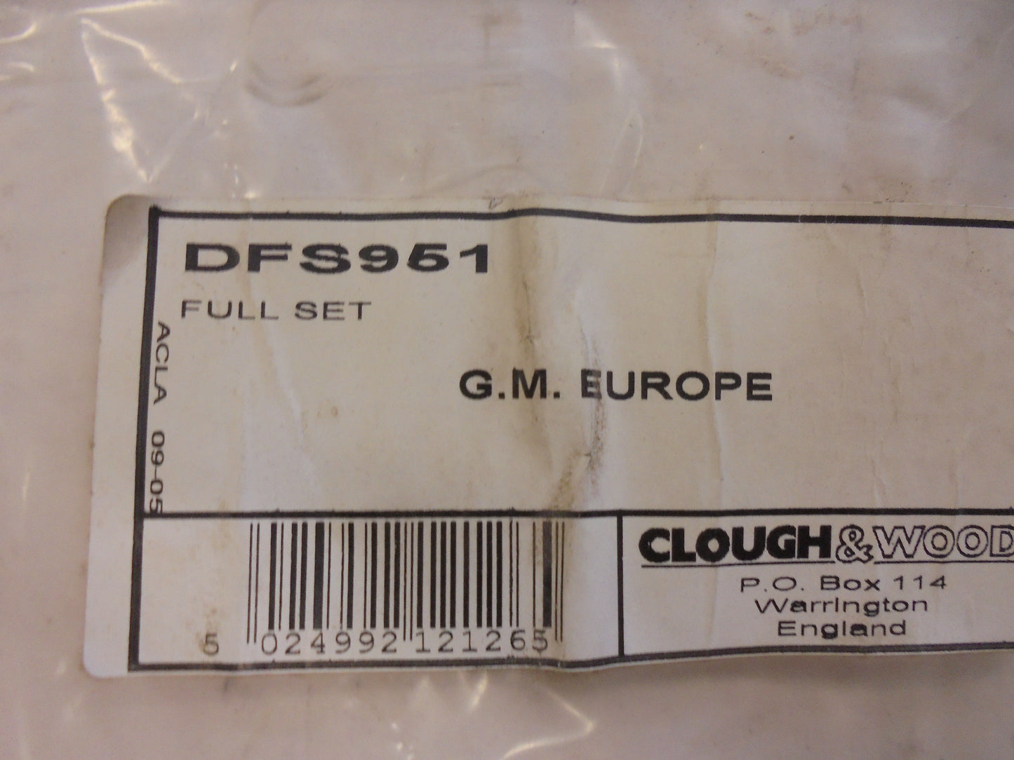 ACL-GM Europe Rebuild Gasket Kit New Part