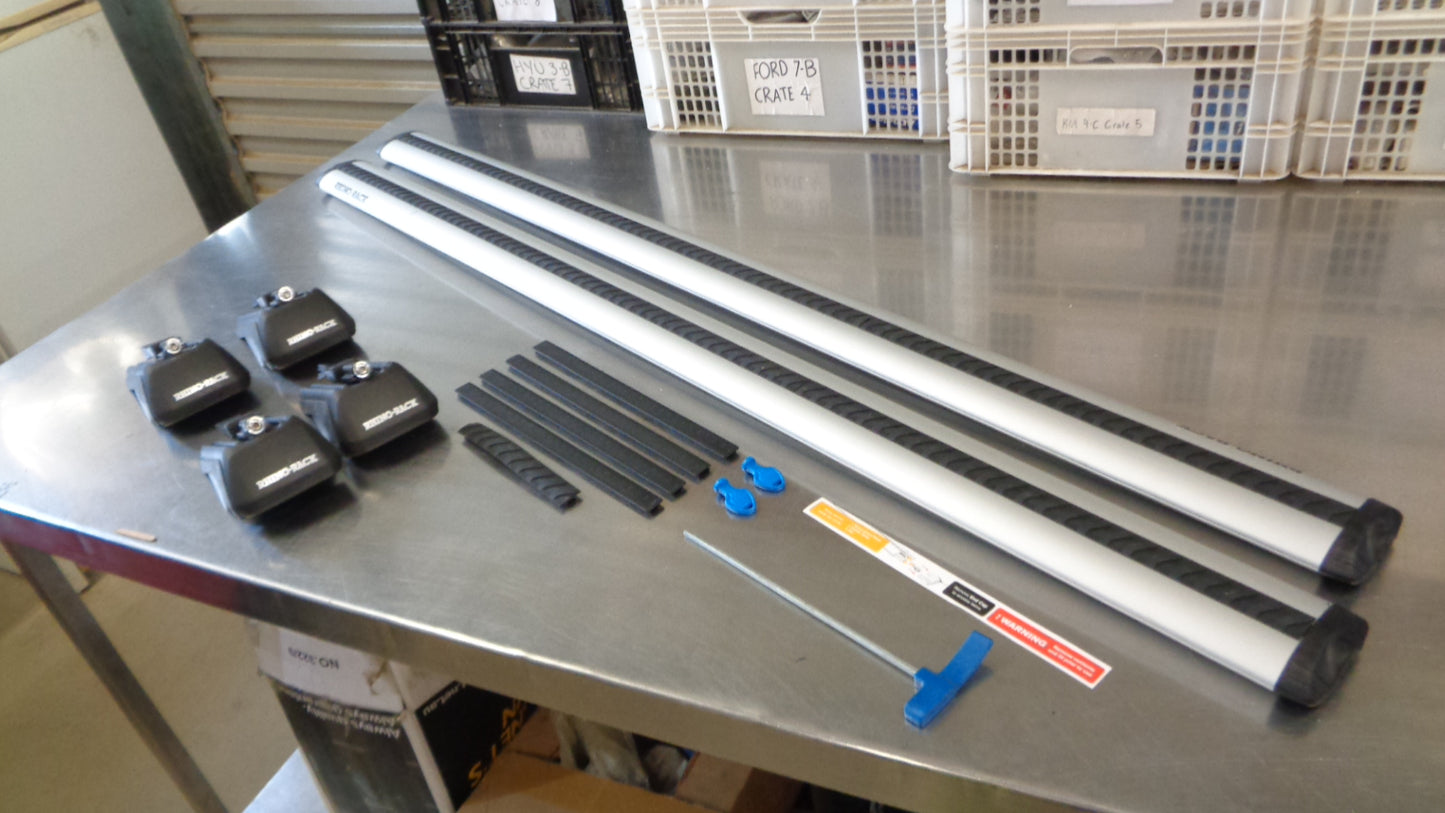Rhino Rack 1260mm Silver Vortex Bars with Roof Rail Clamp Leg Kit New Part