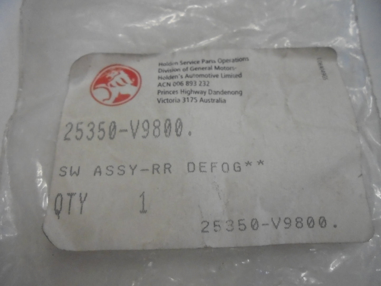 Holden Astra LB-LC Genuine Rear Defog Switch New Part