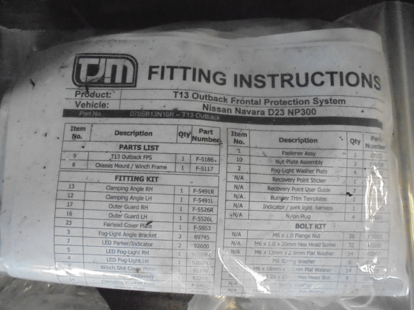 TJM T13 Outback Bull Bar Winch Compatible Suits Nissan Navara D23 Complete Kit New Part