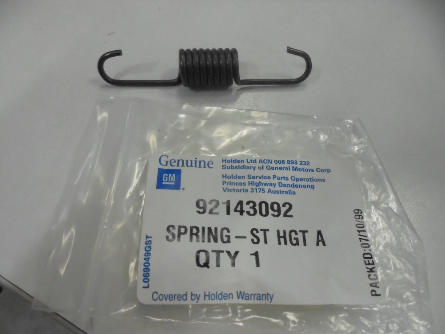 Holden VT Calais Genuine Seat Height Adjuster Spring New Part