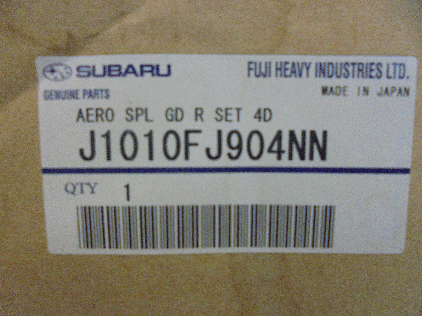 Subaru Impreza Sedan MY12-MY15 Genuine Rear Areo Mud Flap Set New Part
