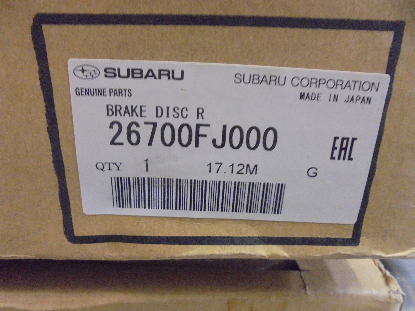 Subaru Impreza-WRX-Forester Genuine Rear Brake Rotor (Pair) New Part