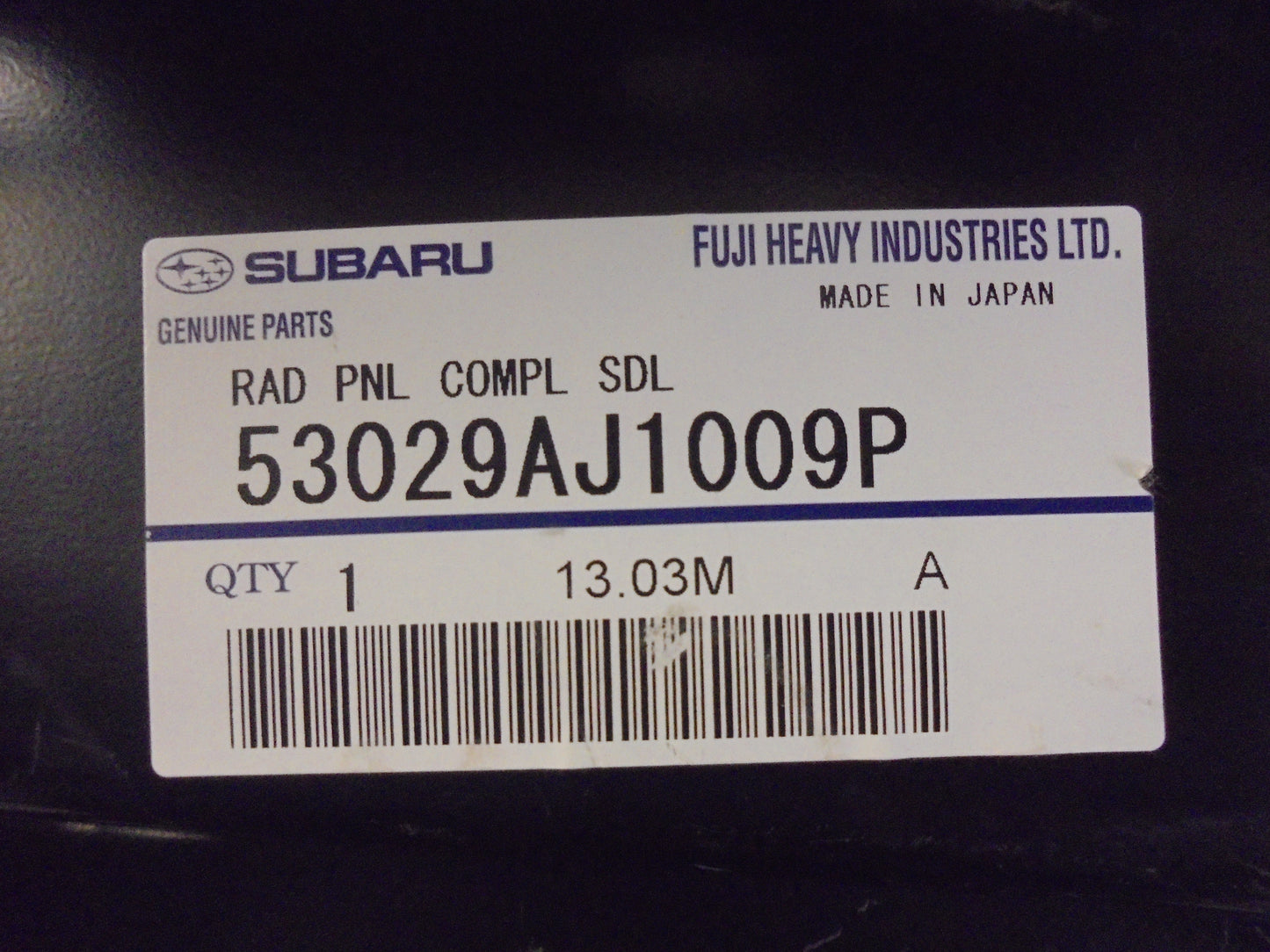 Subaru Genuine Radiator Support Passenger Side New Part