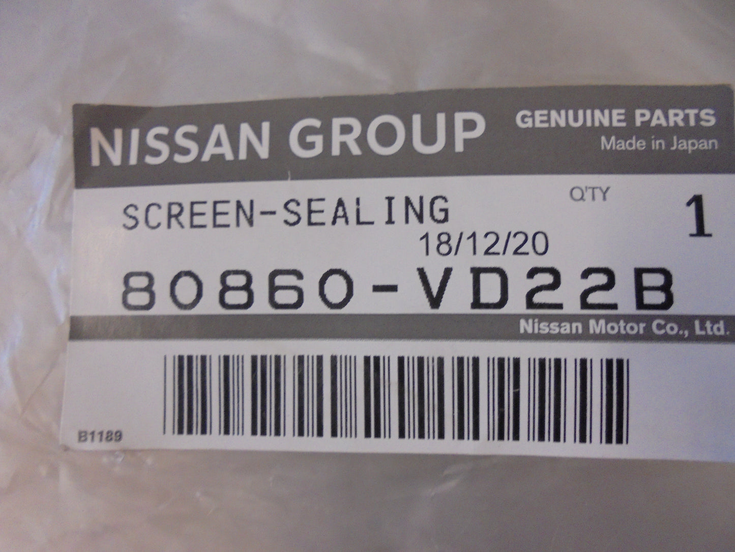 Nissan Patrol GU Y61 Genuine Front Drivers Door Sealing Screen New Part