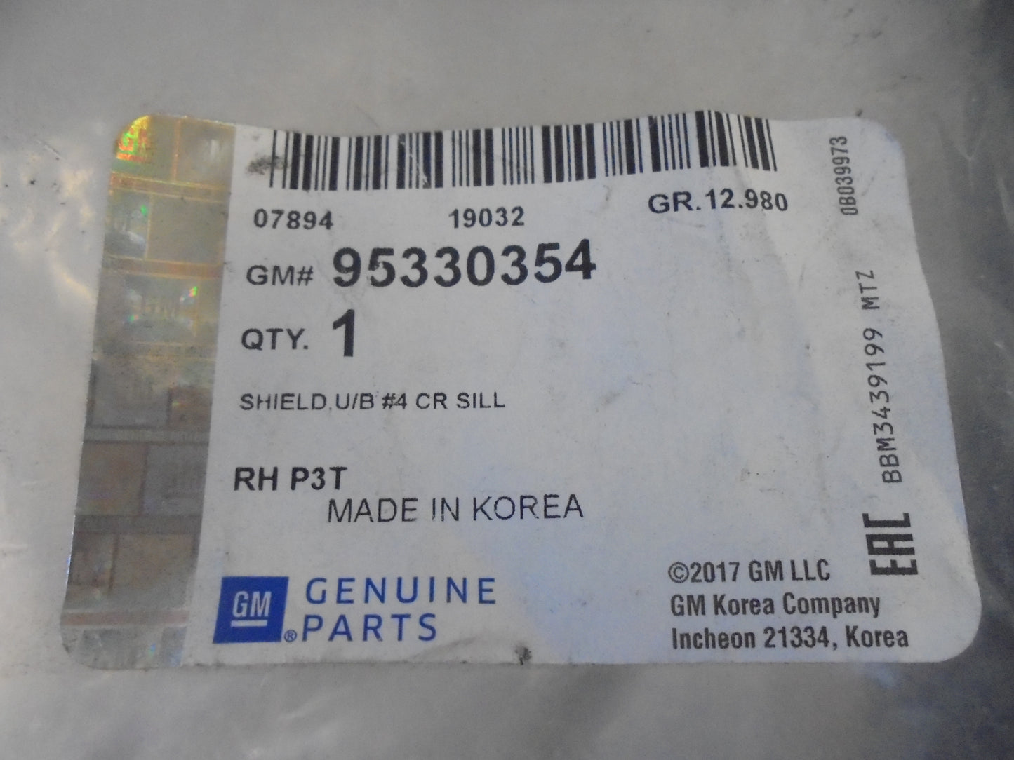 Holden Trax Genuine Right Hand Air Shield New Part