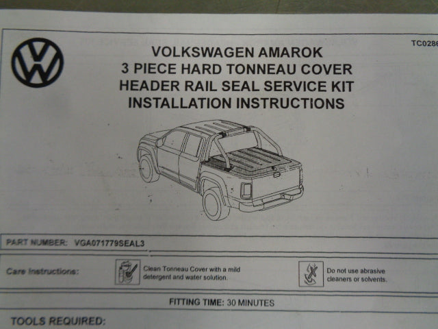 VW Amarok Genuine 3-Piece Hard Lid Header Seal New Part
