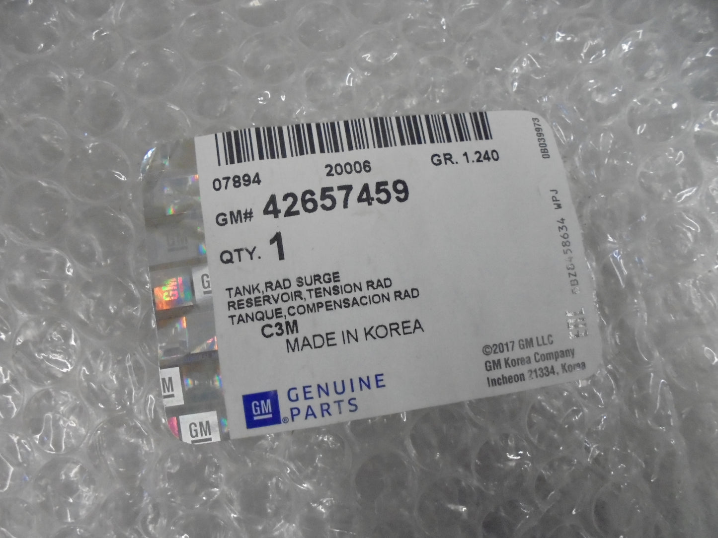 Holden Spark Genuine Radiator Expansion Surge Tank New Part