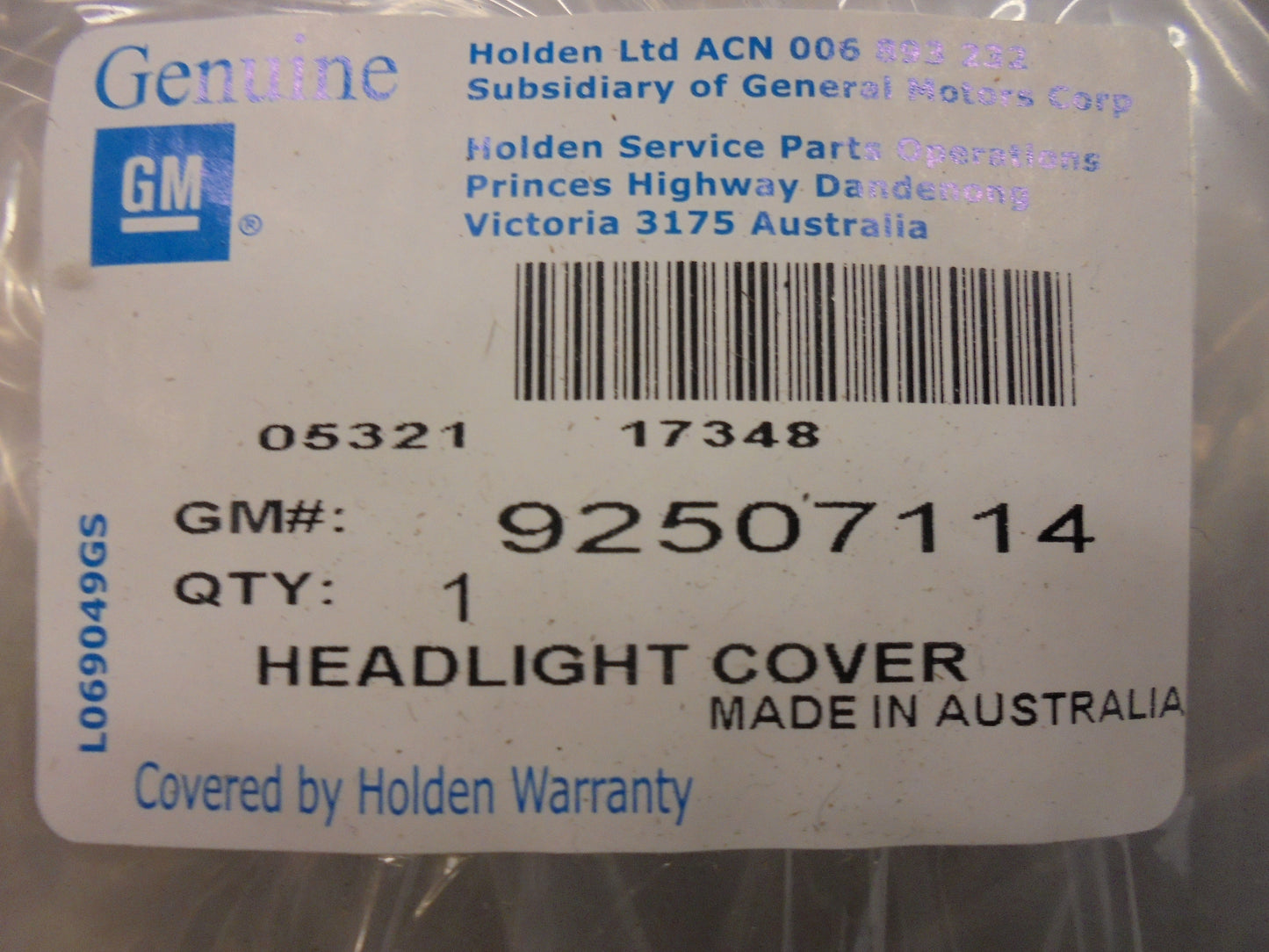 Holden TM Barina Genuine Headlight Protector Set New Part