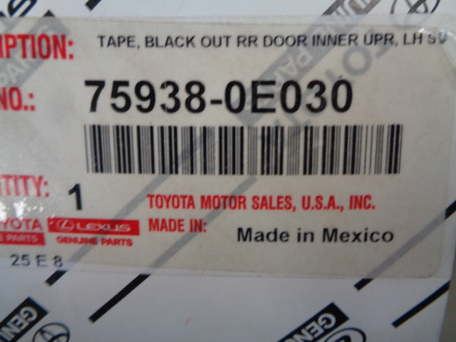 Toyota Kluger Genuine Left Hand Rear Door Upper Black Tape New Part