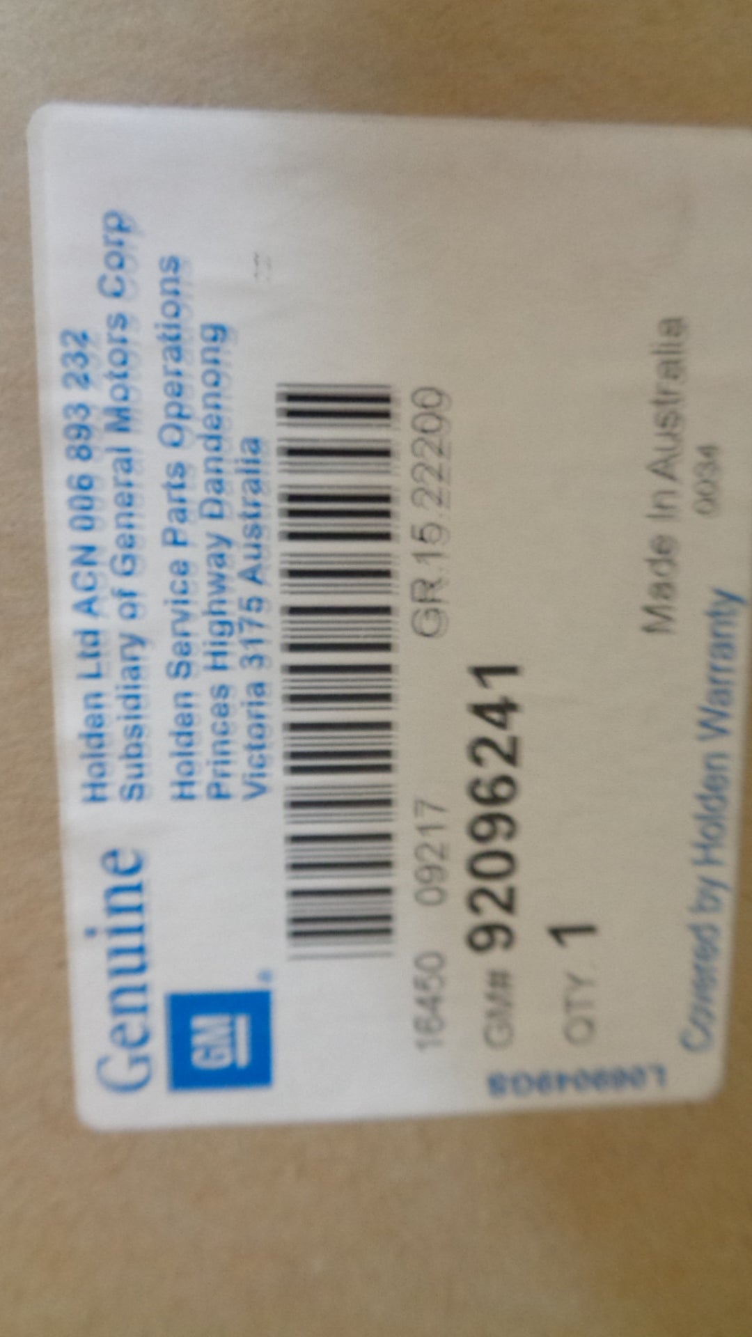 Holden WK Statesman Genuine Left Hand Rear Carpet Boot Liner New Part