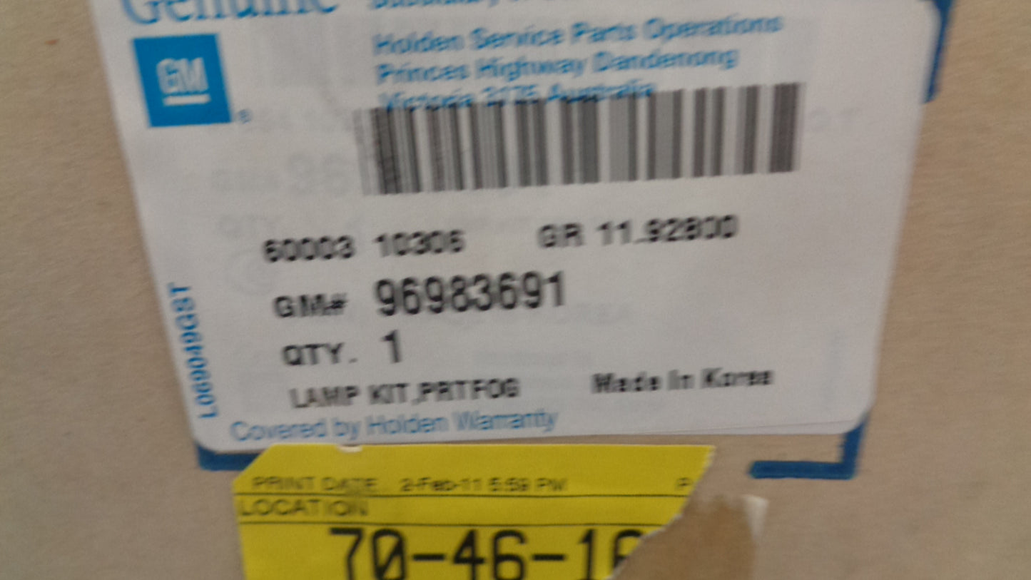 Holden JG Cruze Genuine Complete Fog Light Kit New Part