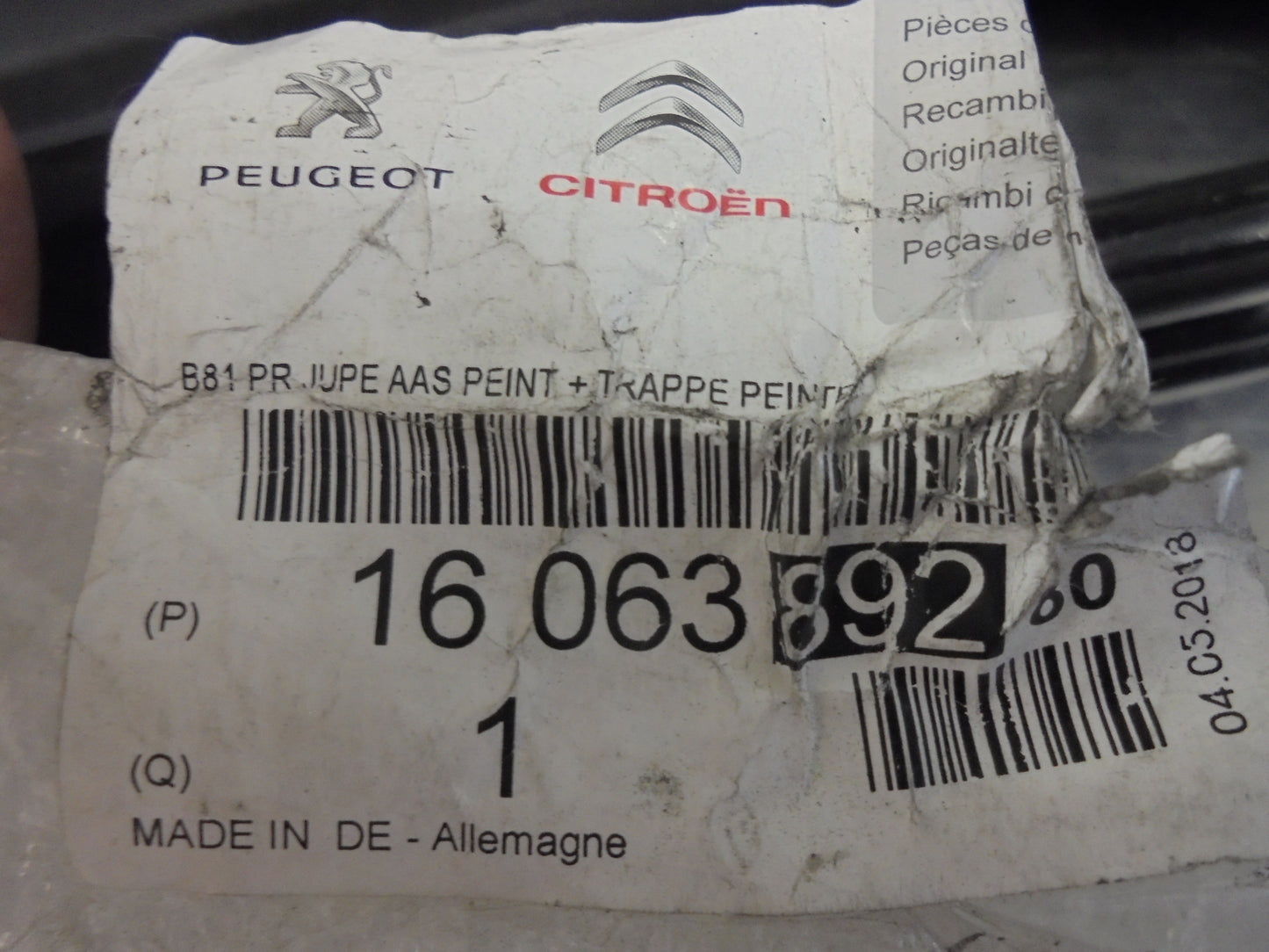 Citroen DS5 Genuine Rear Lower Bumper Trim With Sensors Holes (Black) New Part