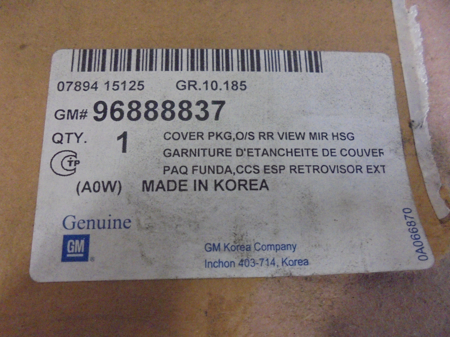 Holden JG-JH Cruze Genuine Chrome Mirror Scalp Set New Part