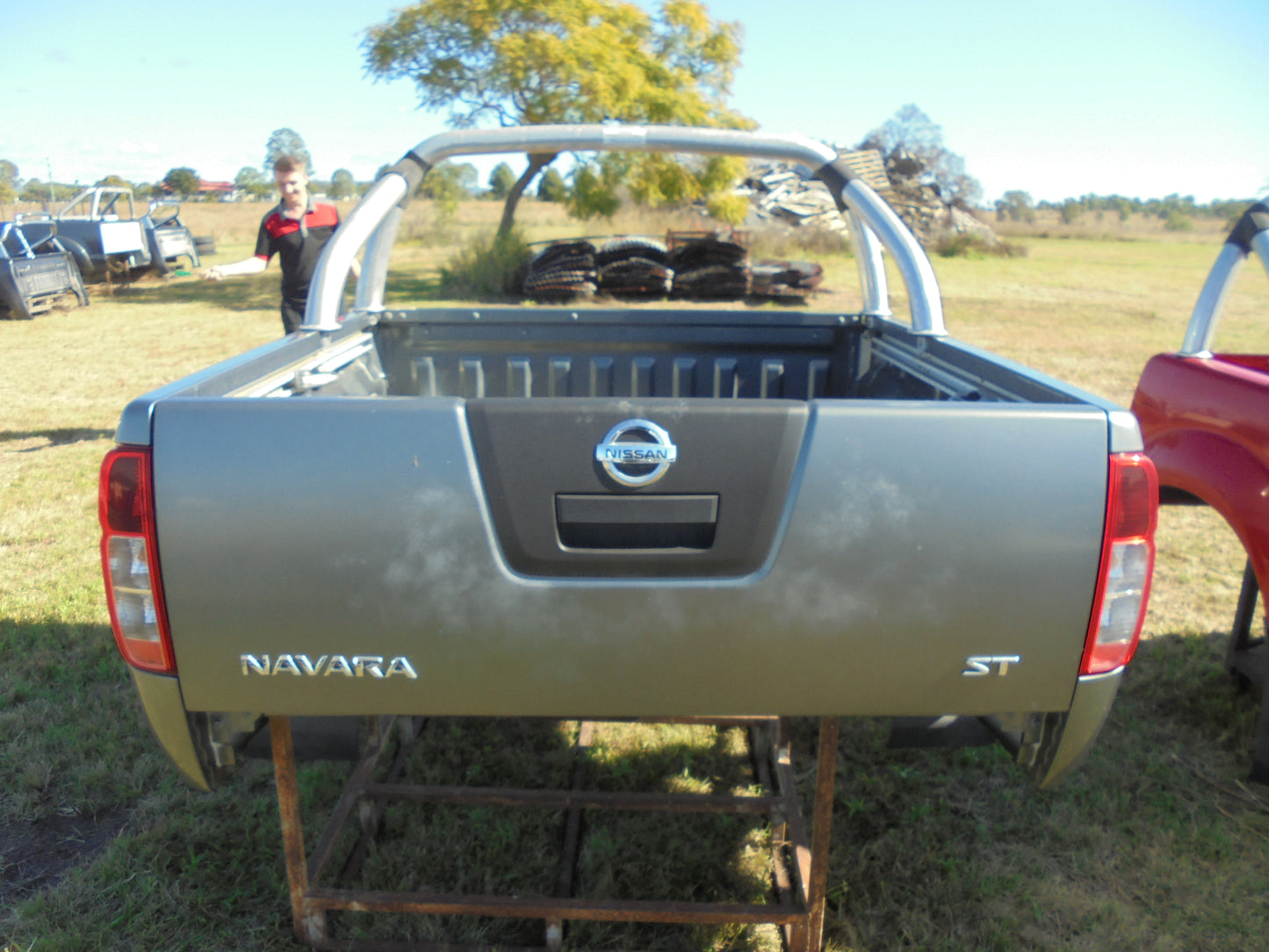 Nissan Navara ST dual cab tub Dark Grey in colour with alloy roll bar