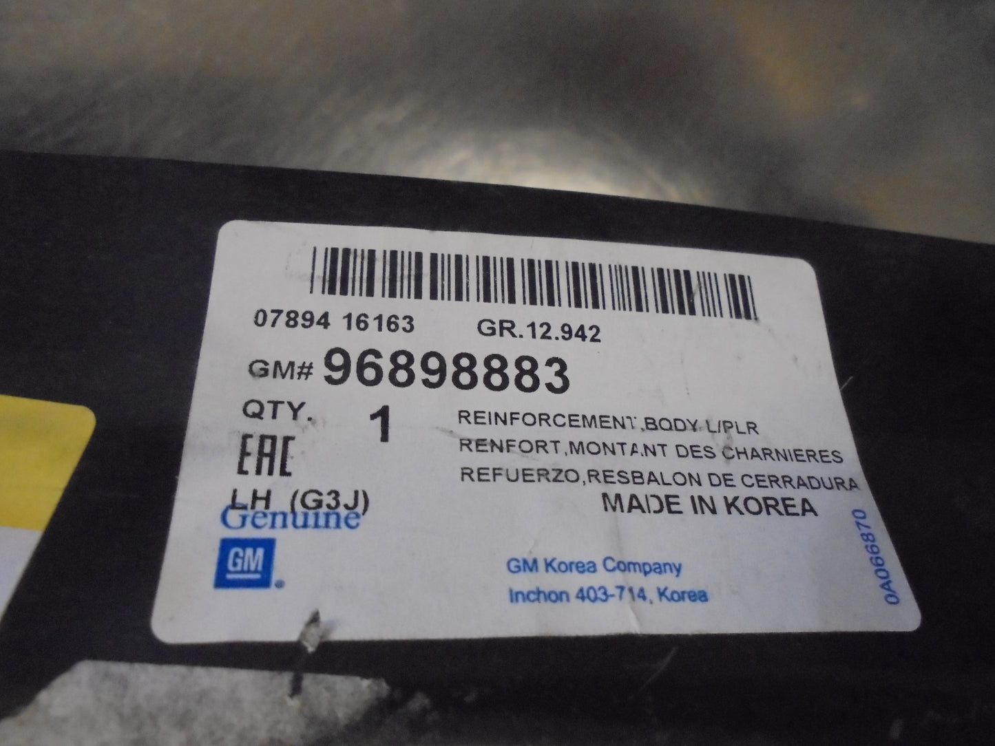 Holden Cruze Genuine Left Hand Rear Upper C-Pillar Panel New Part