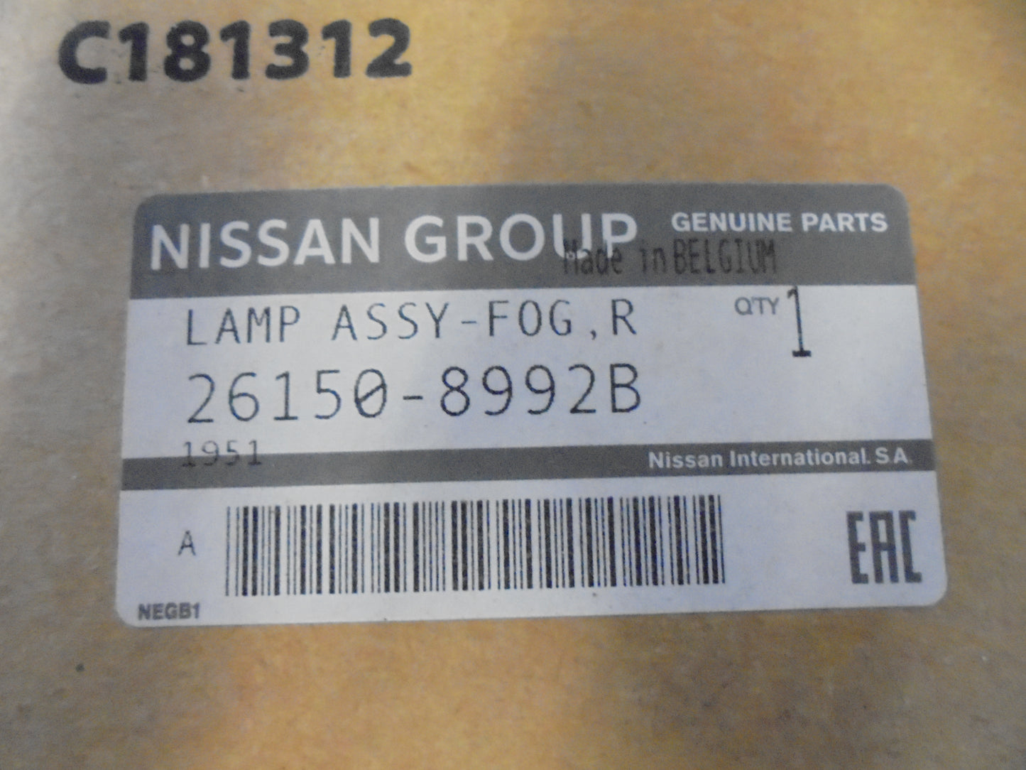 Nissan Tiida Genuine Right Hand Front Fog Light New Part